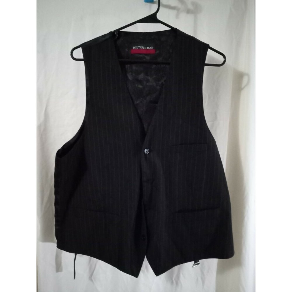 Men's MIDTOWN MAN Formal Wear, Black Button Suit Vest, Size M, Polyester